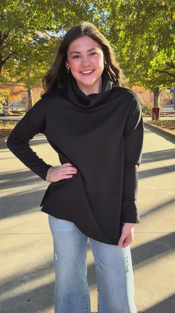 Coal Classic Black Turtleneck Top