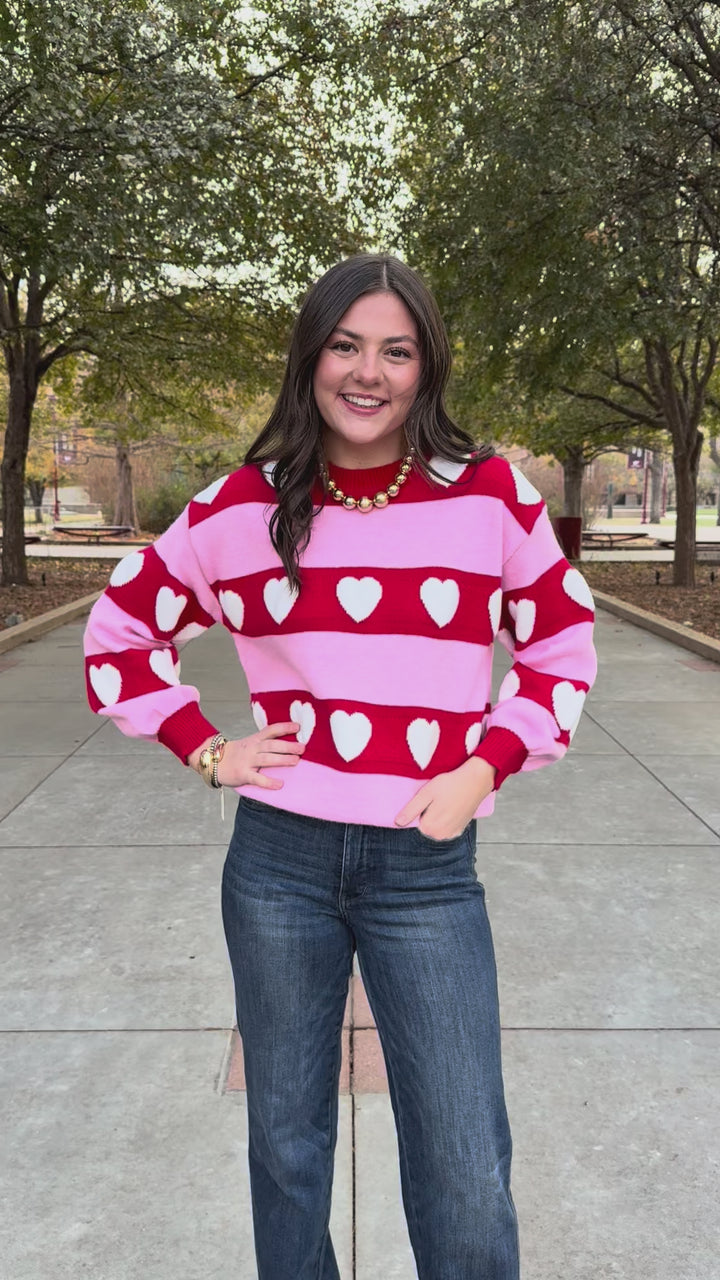 Easy Love Pink Heart Sweater