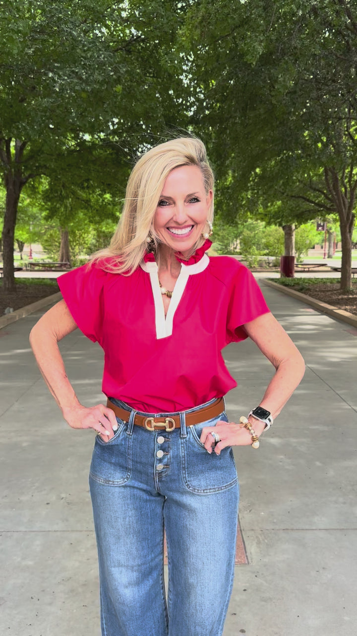 Simply Stunning Red V-Neck Top