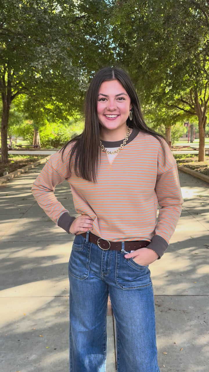 Harvest Breeze Orange Striped Top