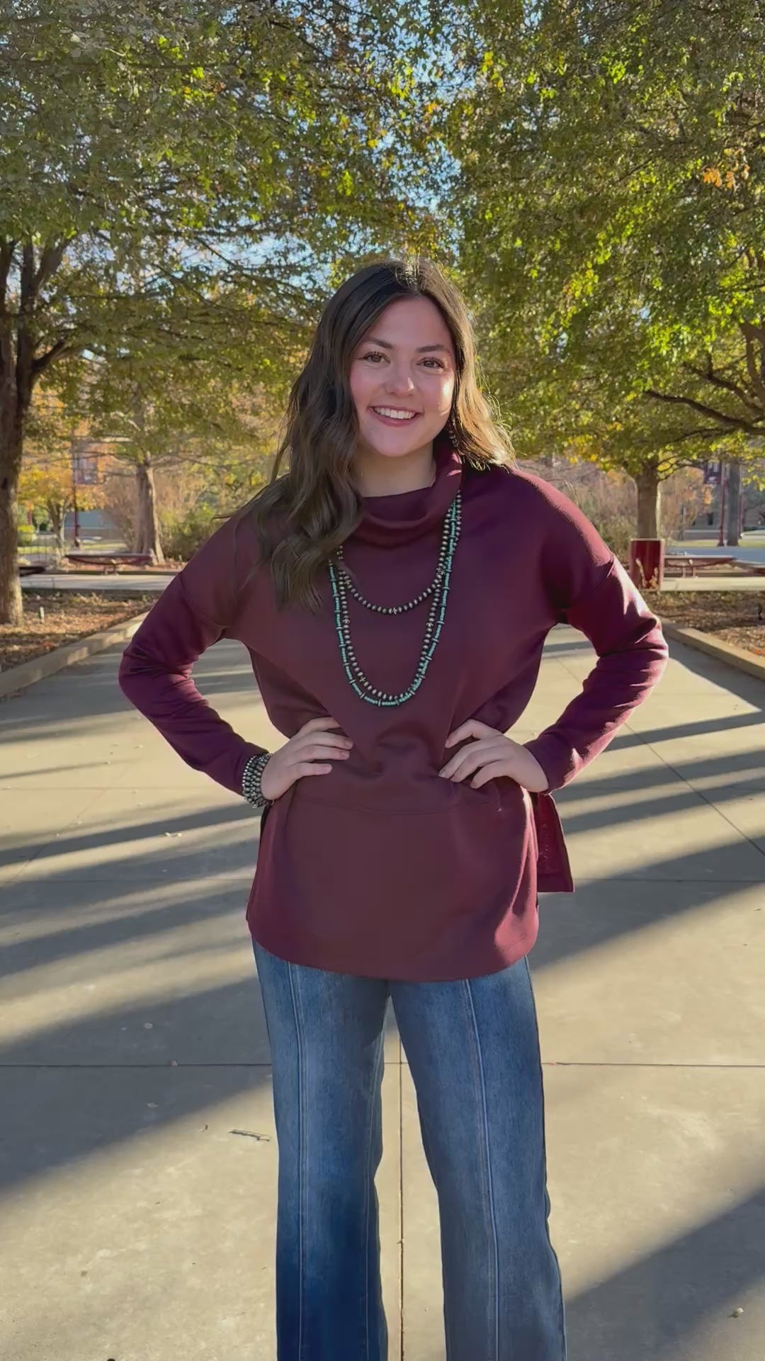Soft Maroon Turtleneck Top