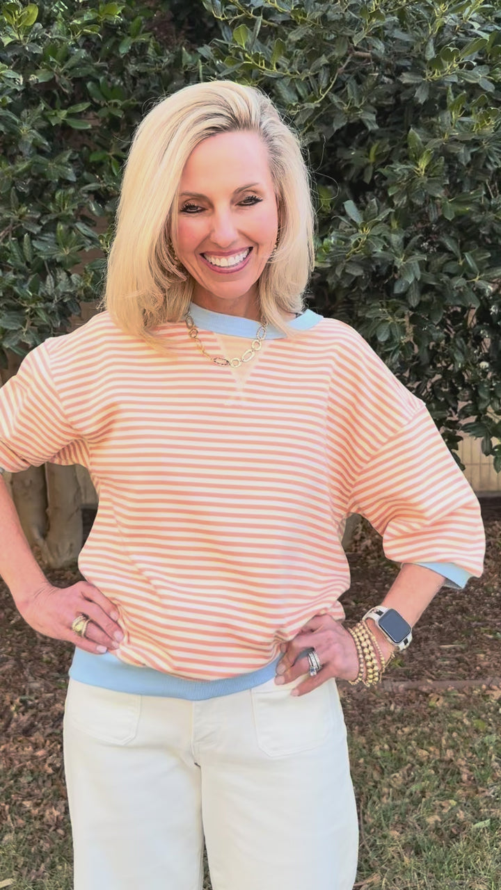 Sweet Peach Striped Top