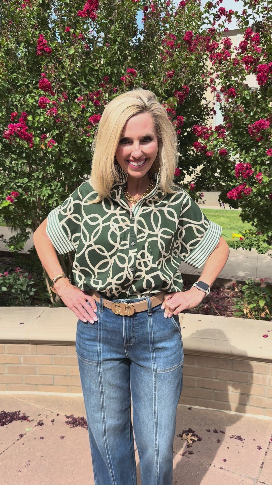 Hunter Abstract Button Up Blouse