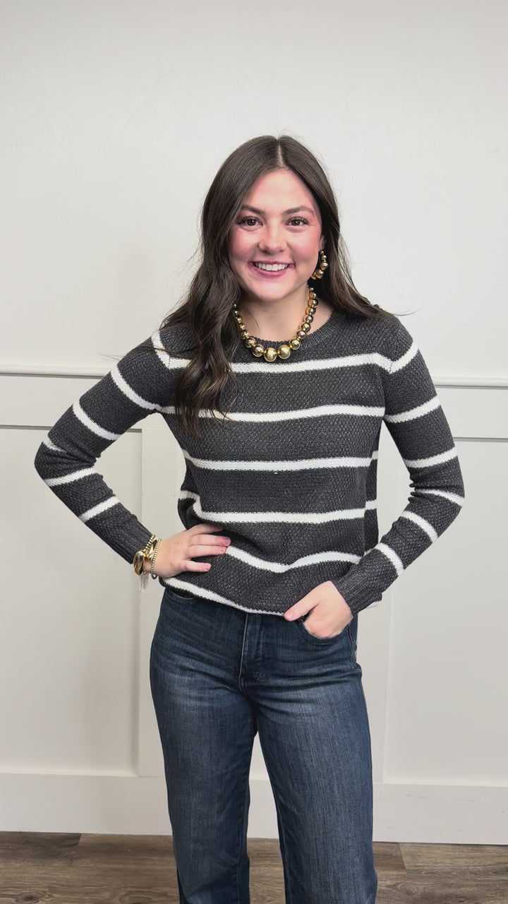 Smokey Lines Striped Charcoal Sweater