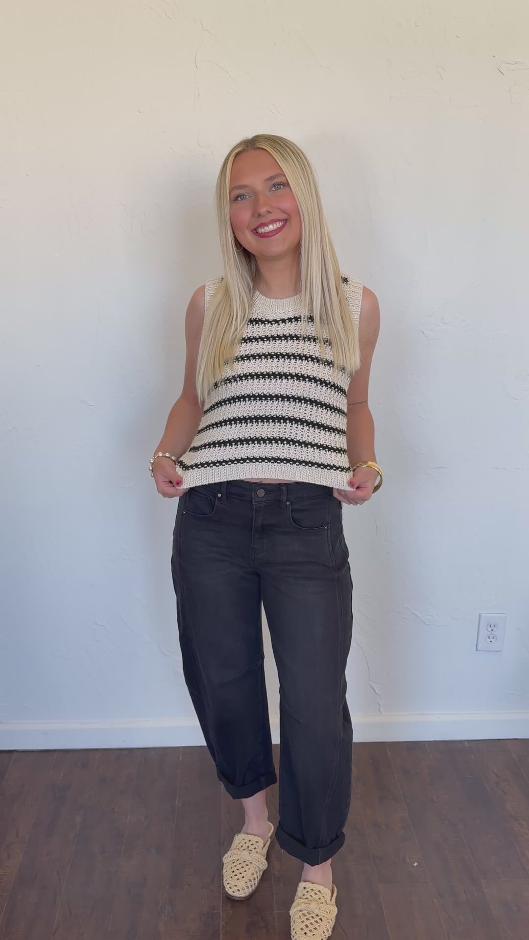 Oatmeal Lane Striped Knit Cropped Sweater