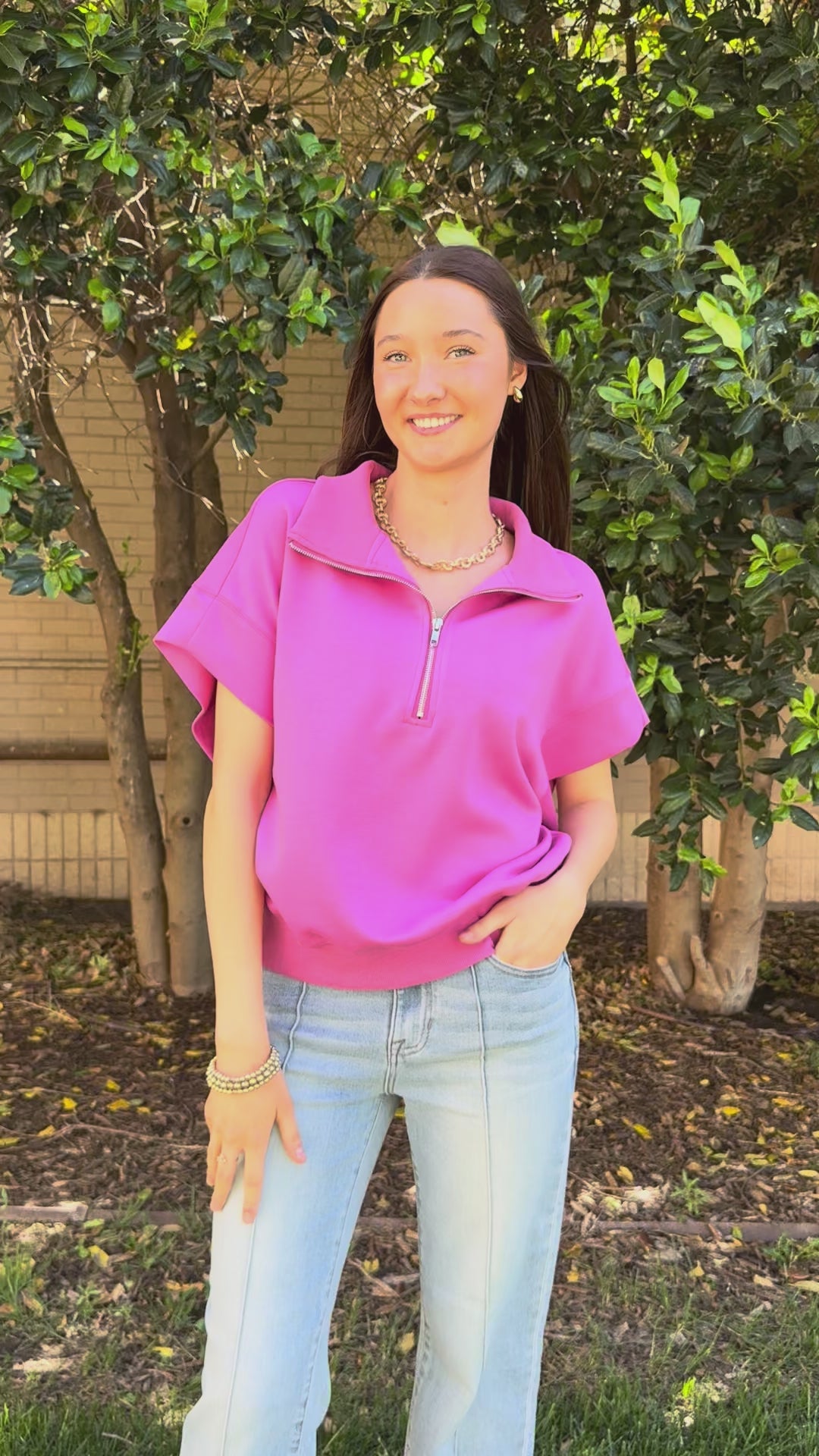 Zip Into Style Magenta 1/4 Zip Top