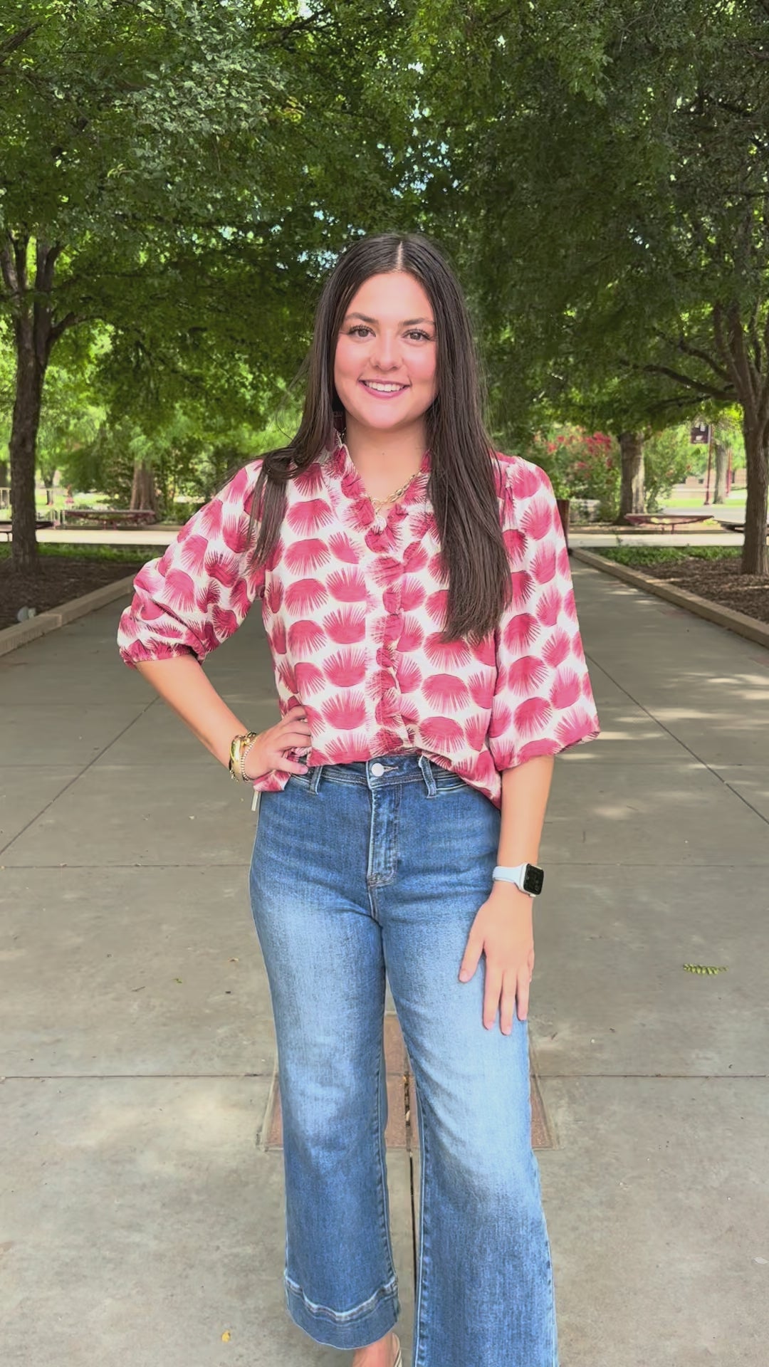 The Rowan Wine V-Neck Blouse