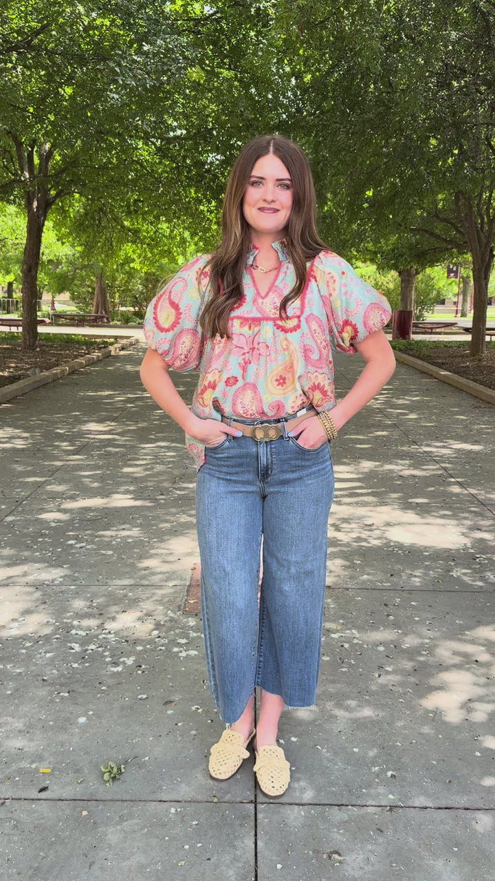 Blue Skies Paisely V-Neck Blouse