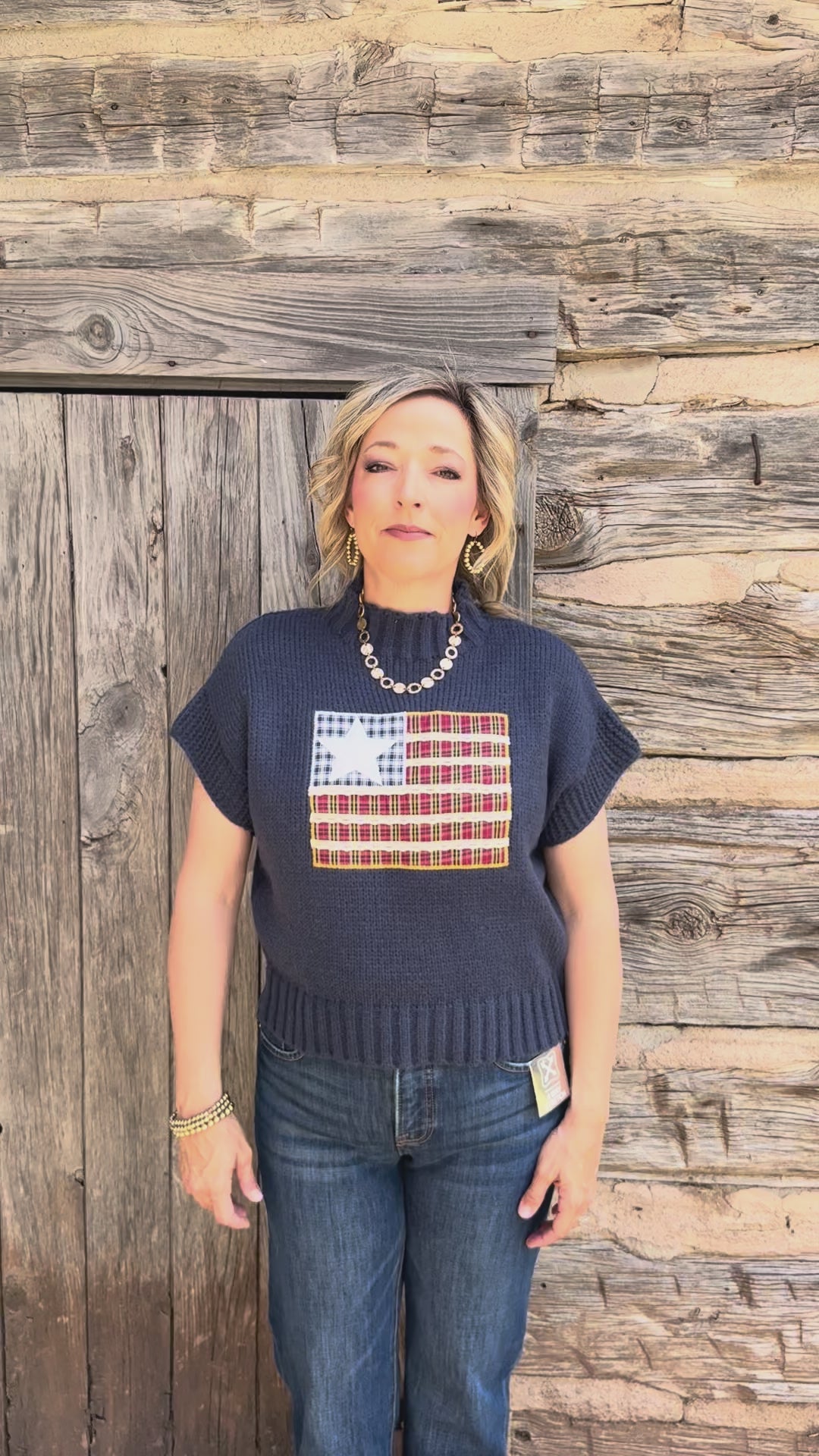 American Charm Navy Flag Sweater