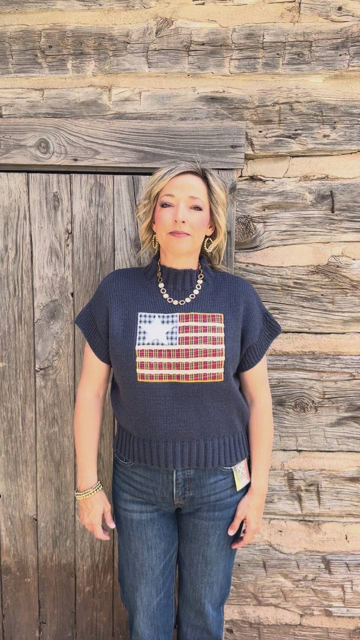 American Charm Navy Flag Sweater