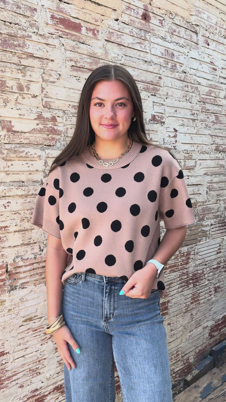 Classic Polka Dot Taupe Sweater