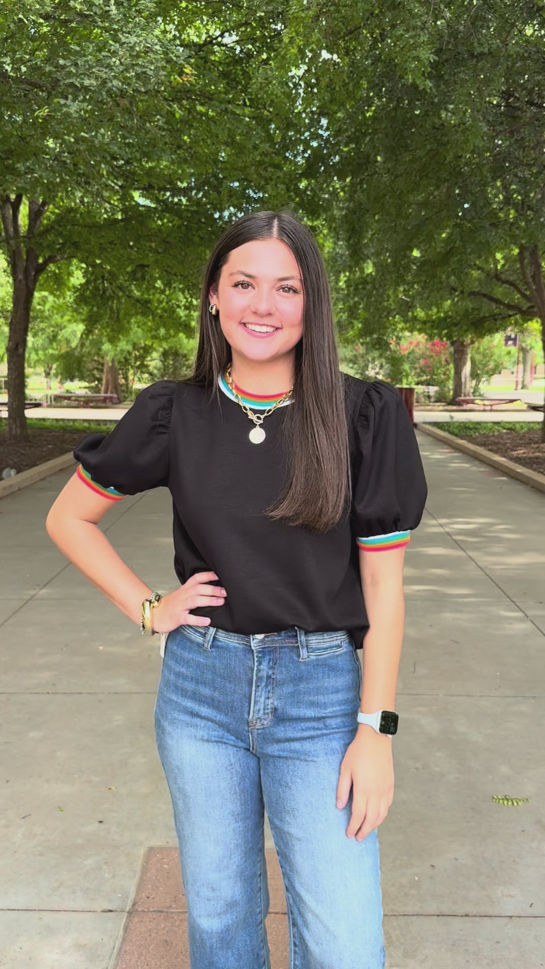 Colorline Black Puff Sleeve Top