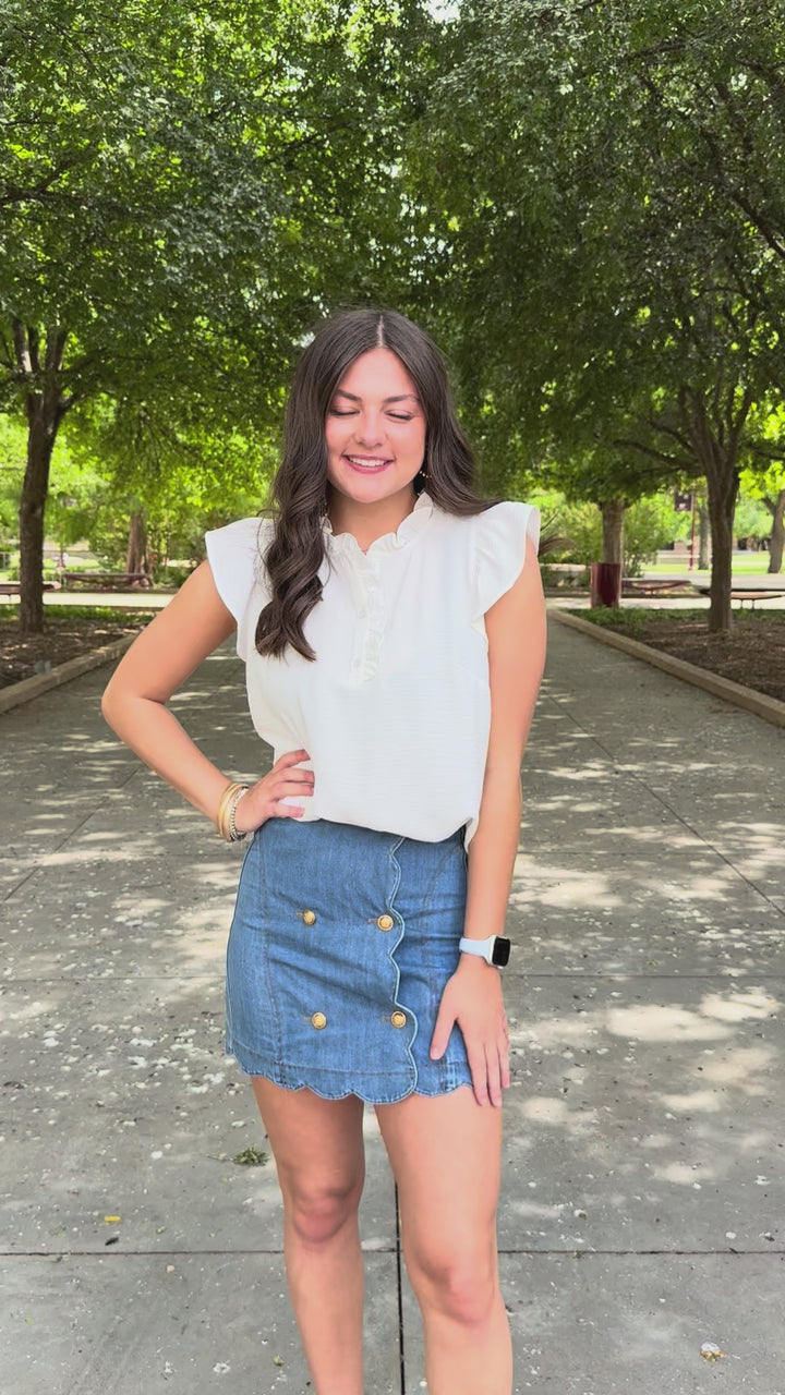 Seaside Scallop Denim Skort
