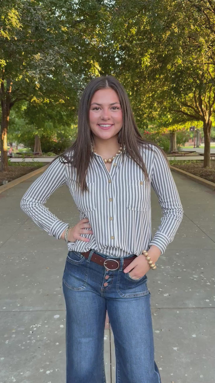 Seasonal Stripes Long Sleeve Top