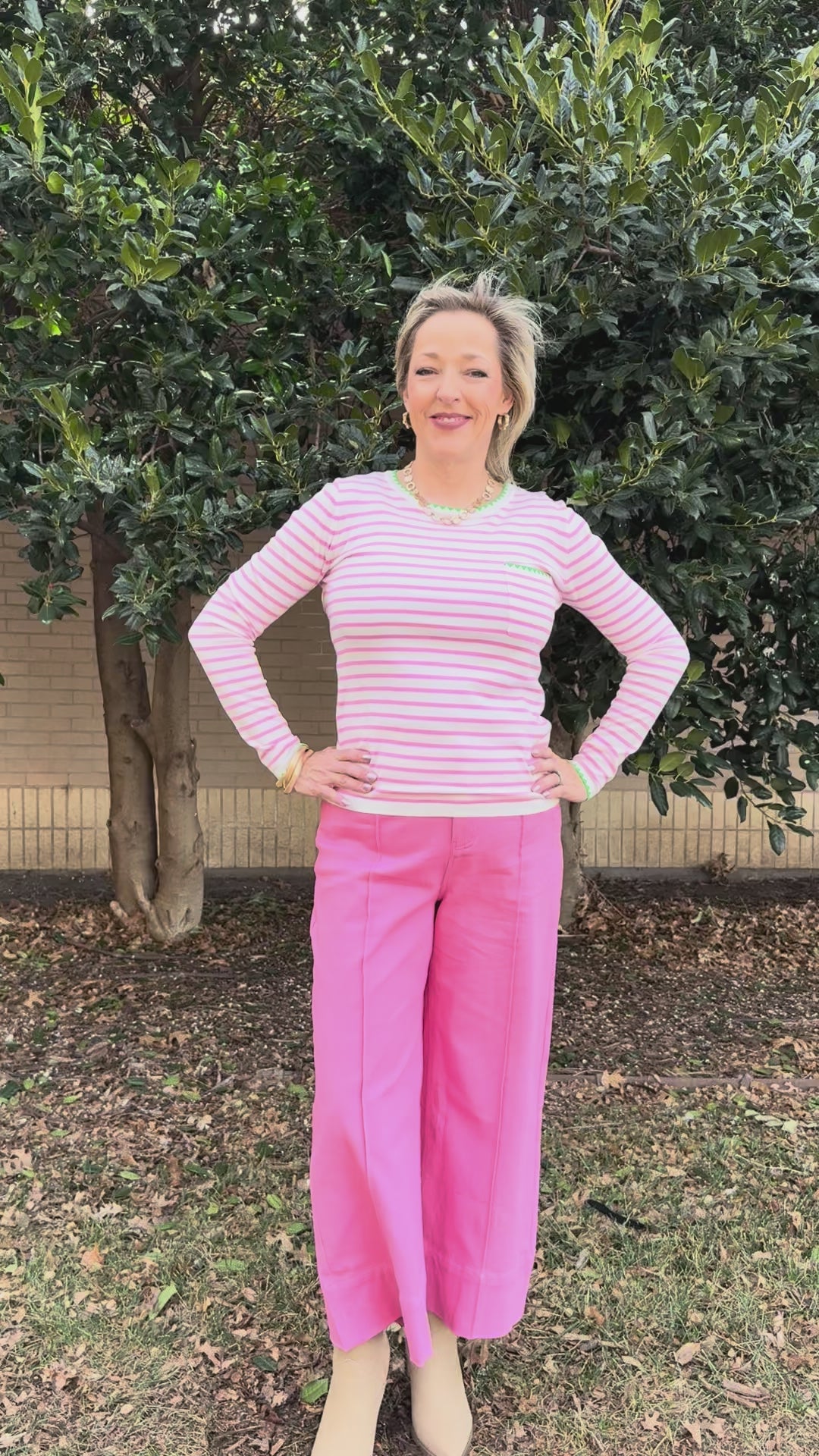Sunday Blush Pink Striped Sweater