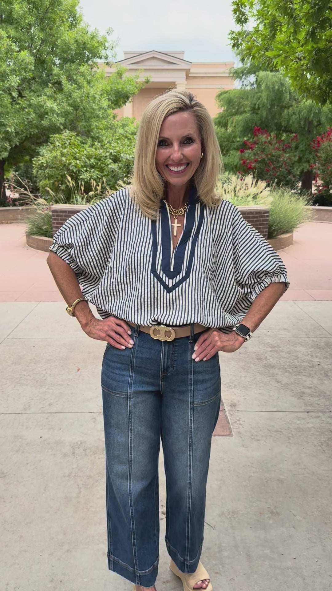 Indigo Sky Stripe Blouse