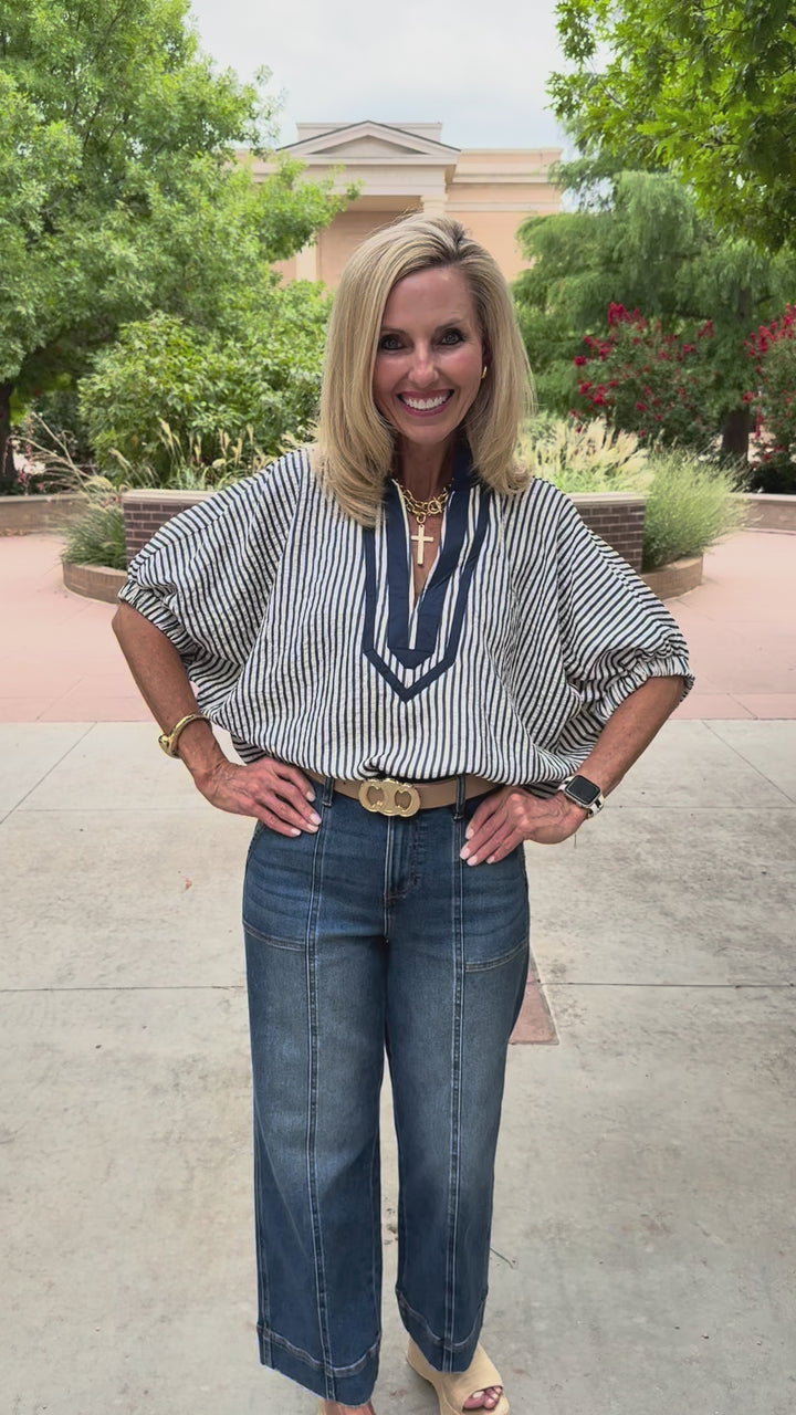 Indigo Sky Stripe Blouse