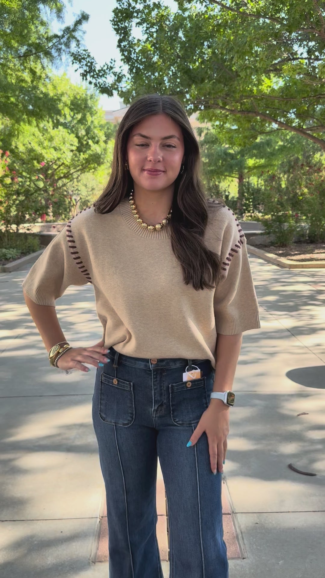 Stitched in Style Oatmeal Sweater