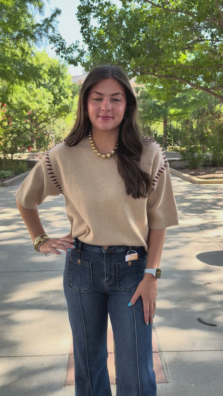 Stitched in Style Oatmeal Sweater