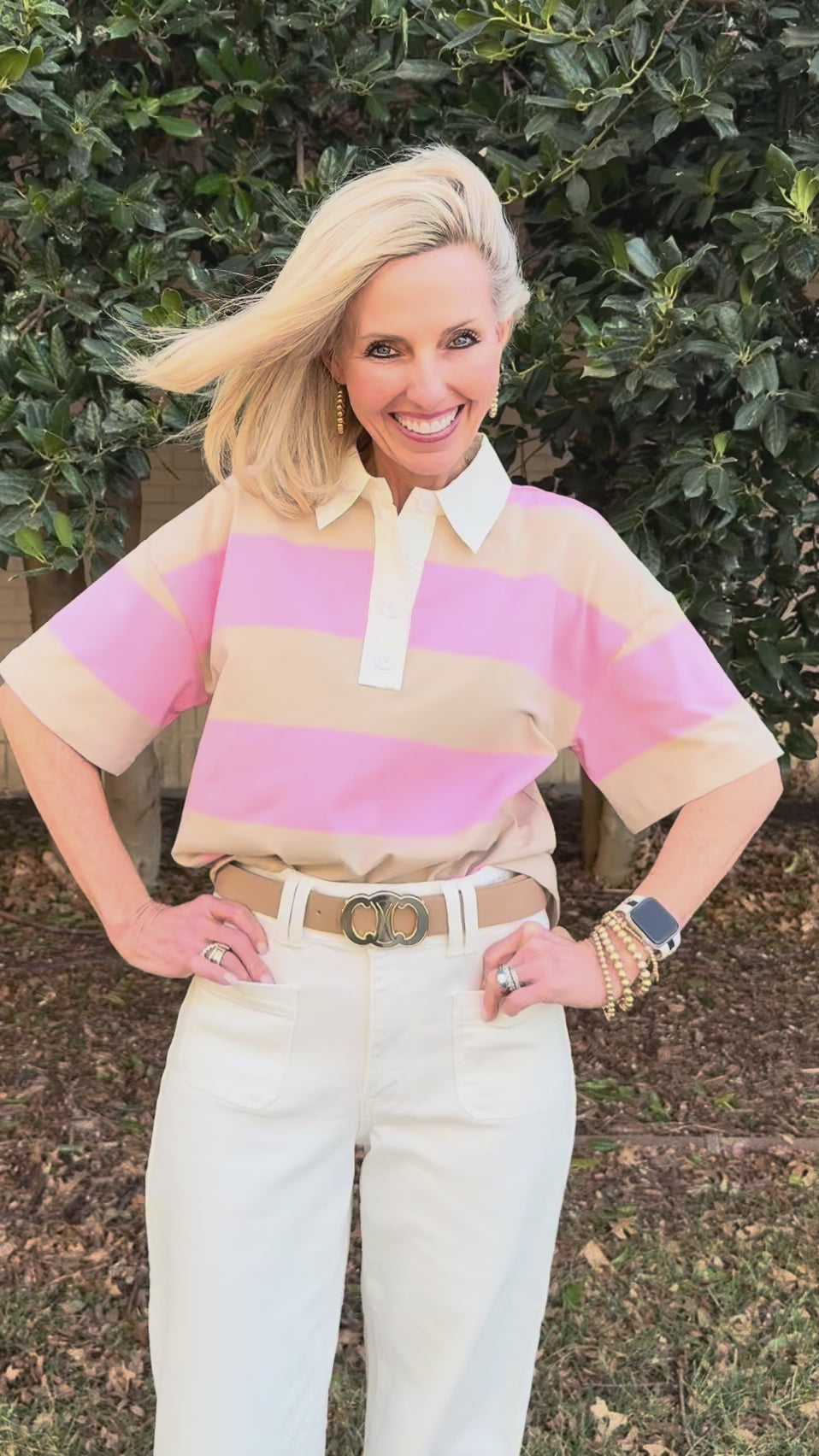 Soft Touch Pink Collared Top