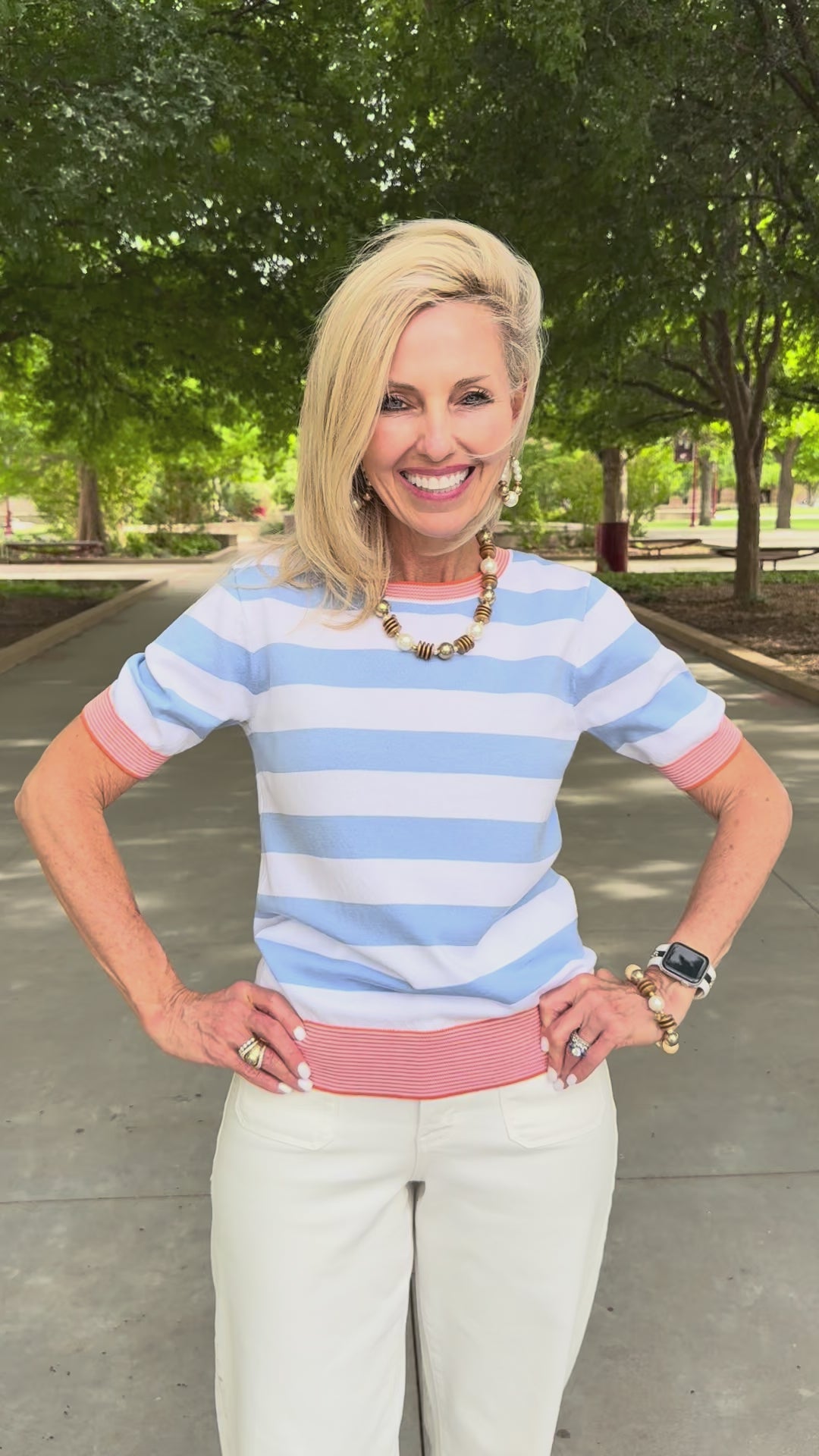Bluebird Breeze Blue Striped Sweater