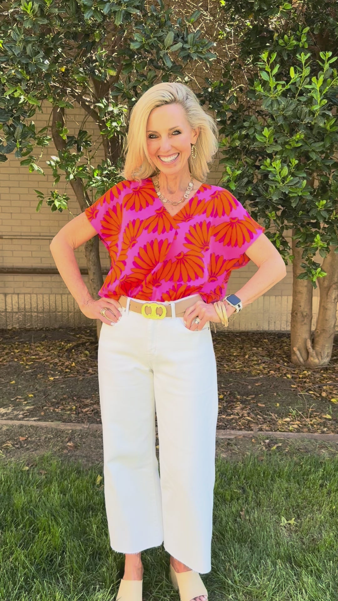 Bunches of Fun Pink V-Neck Blouse