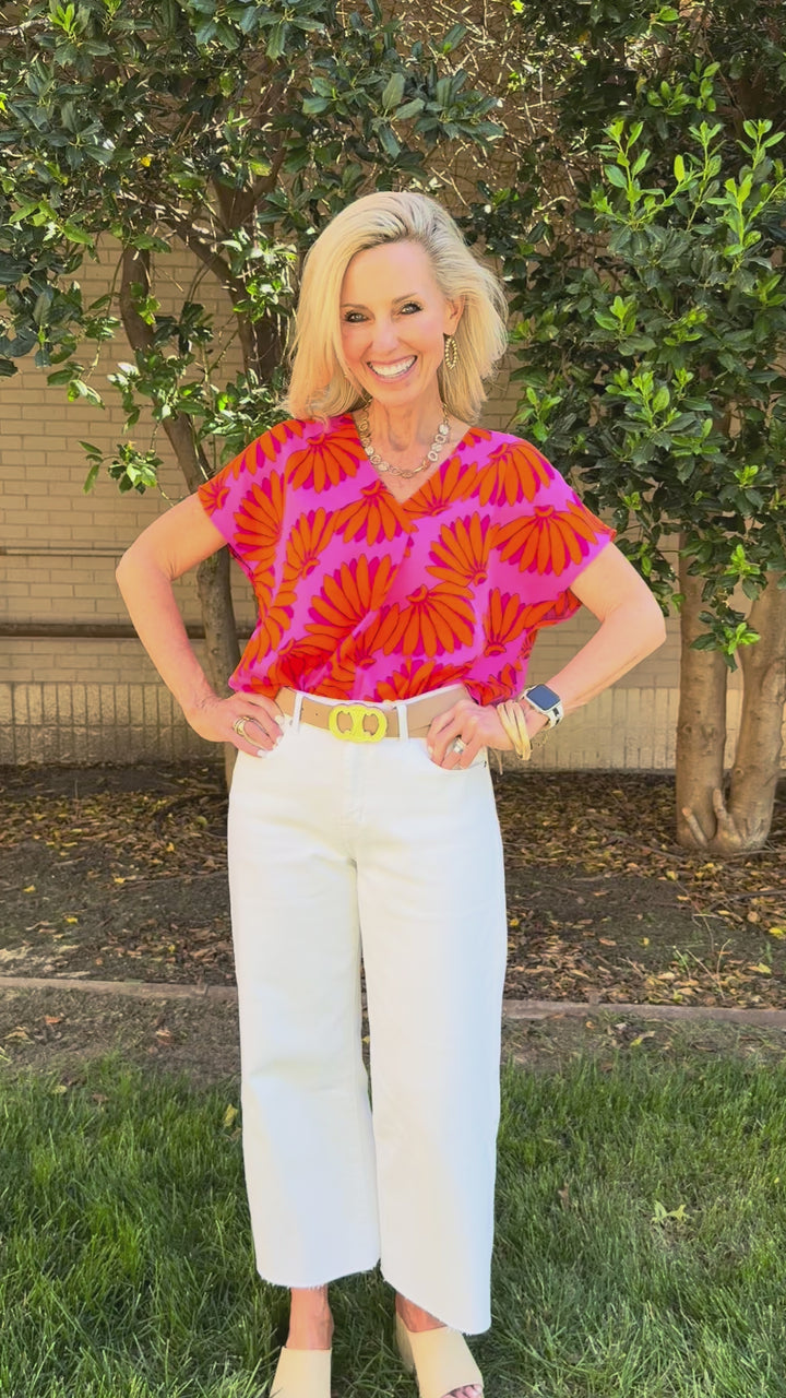 Bunches of Fun Pink V-Neck Blouse