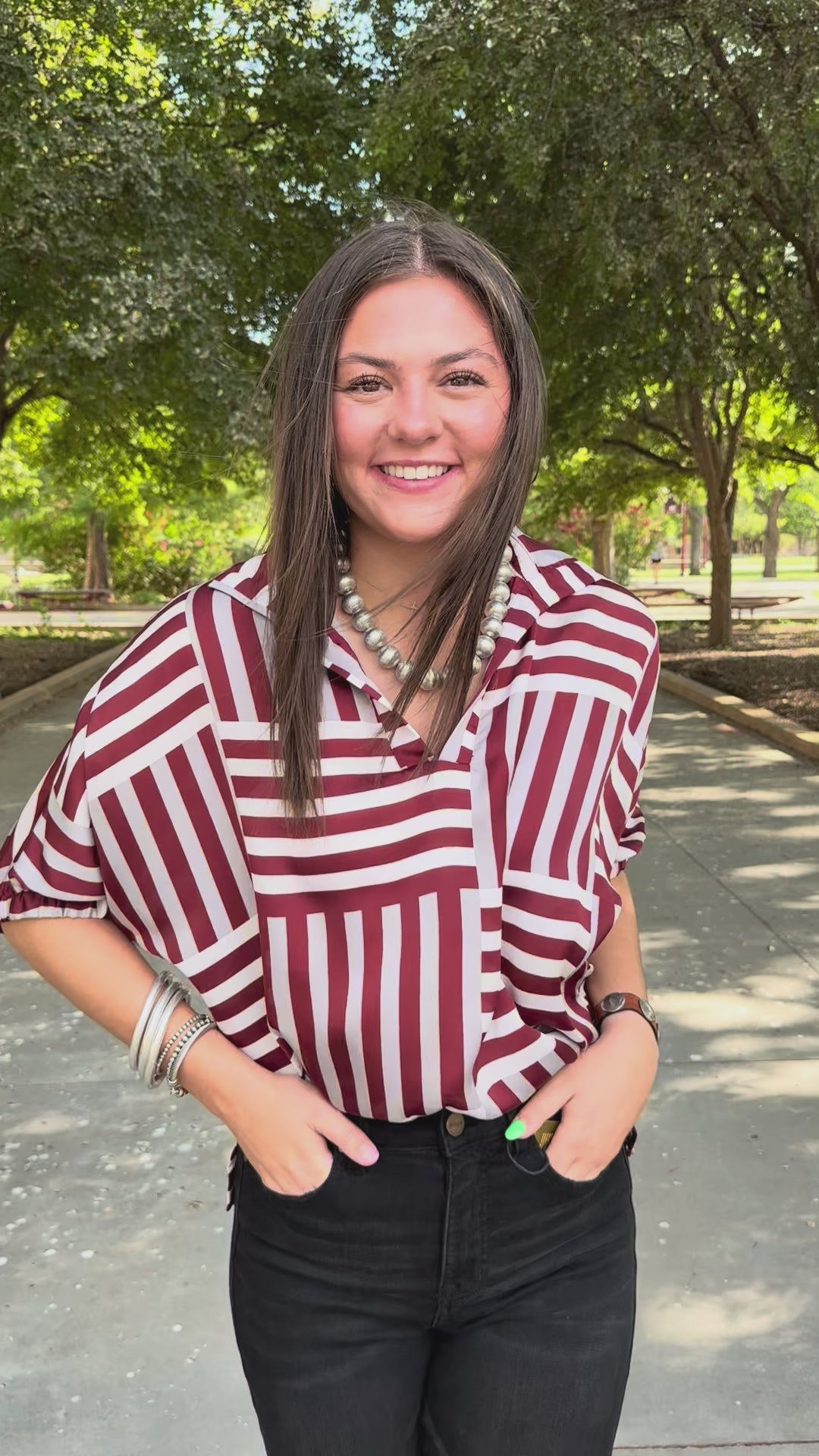 Sloane Maroon V-Neck Blouse