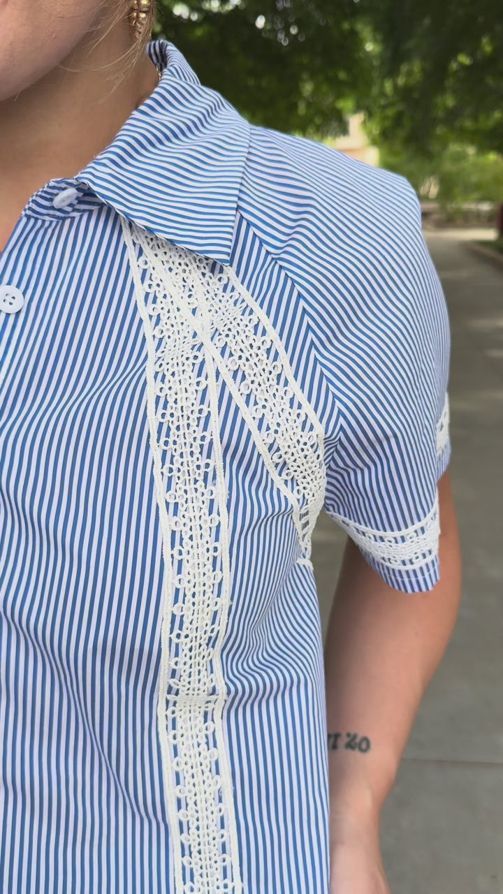 Stitched in Style Blue Striped Blouse