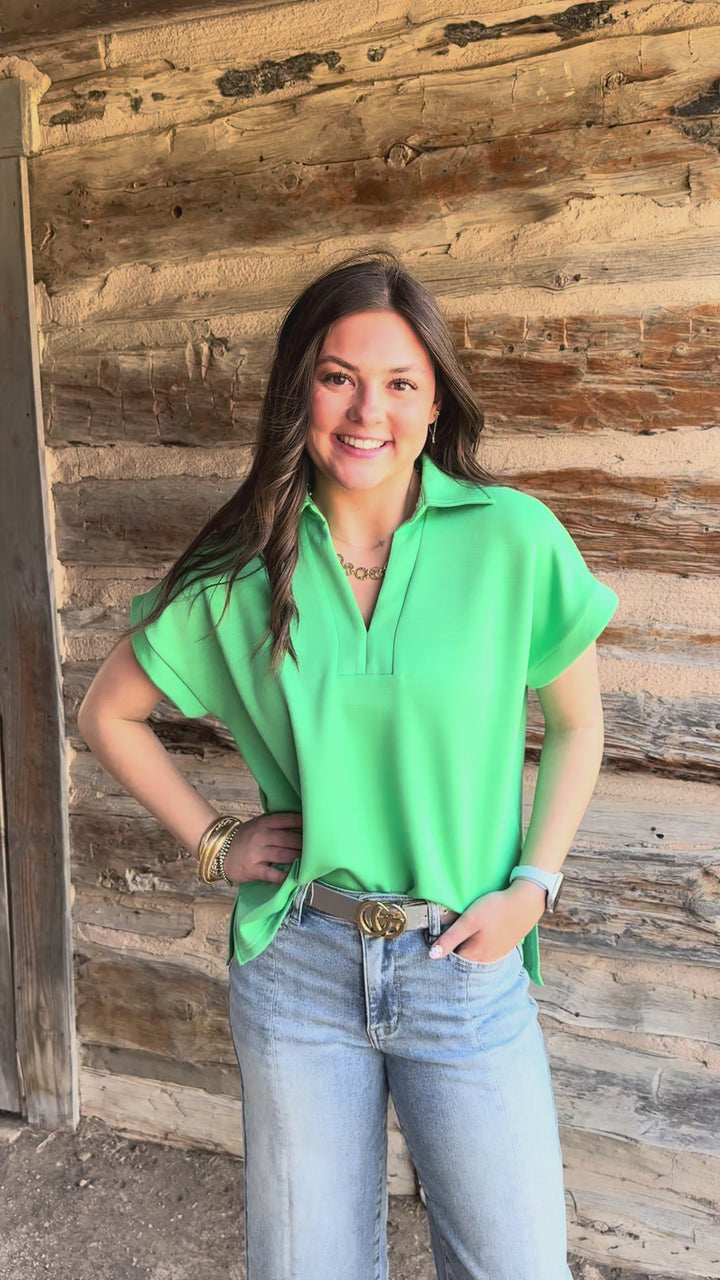 Green Grass Everyday V-Neck Top