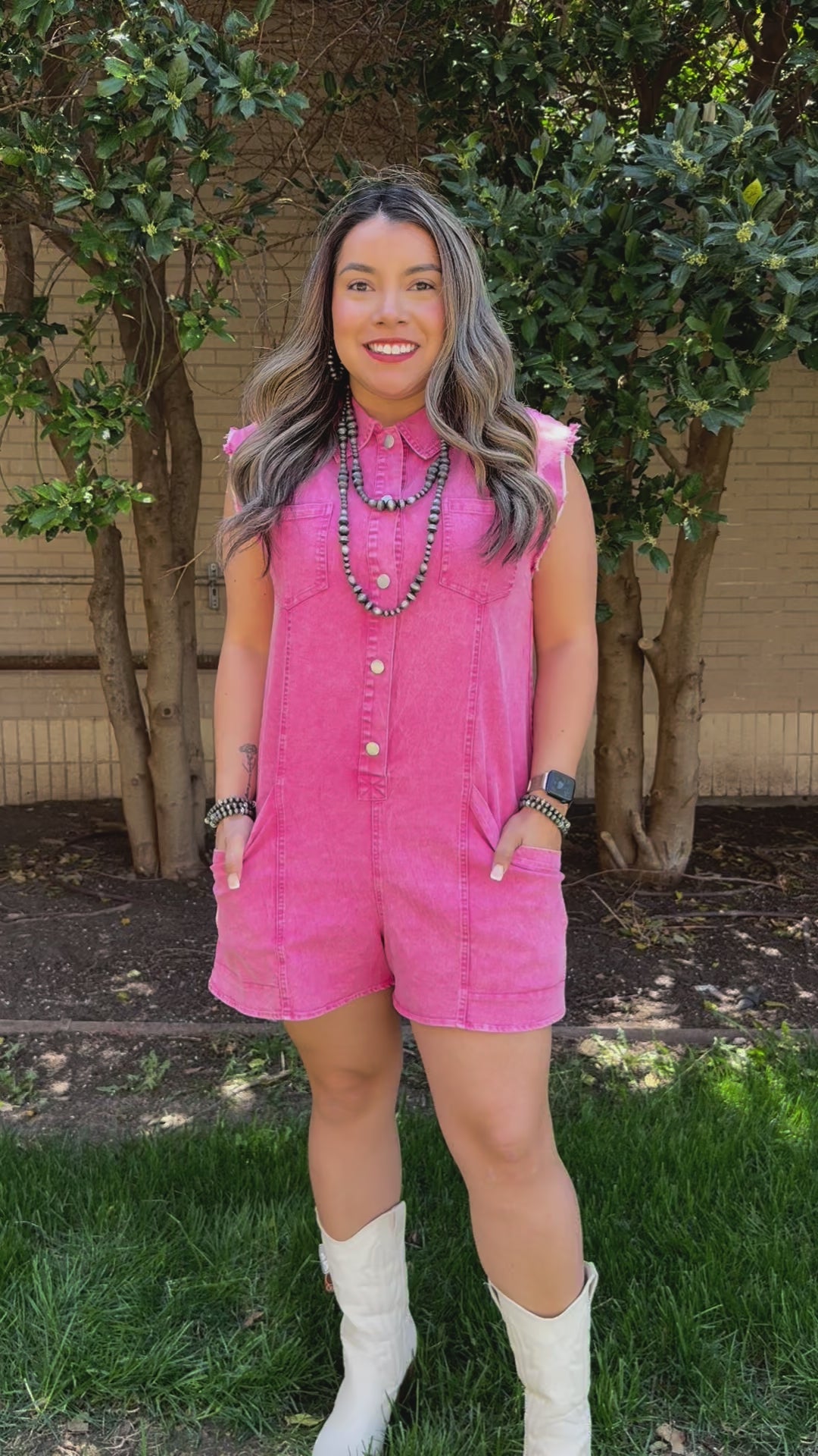 Pink Vintage Wash Romper