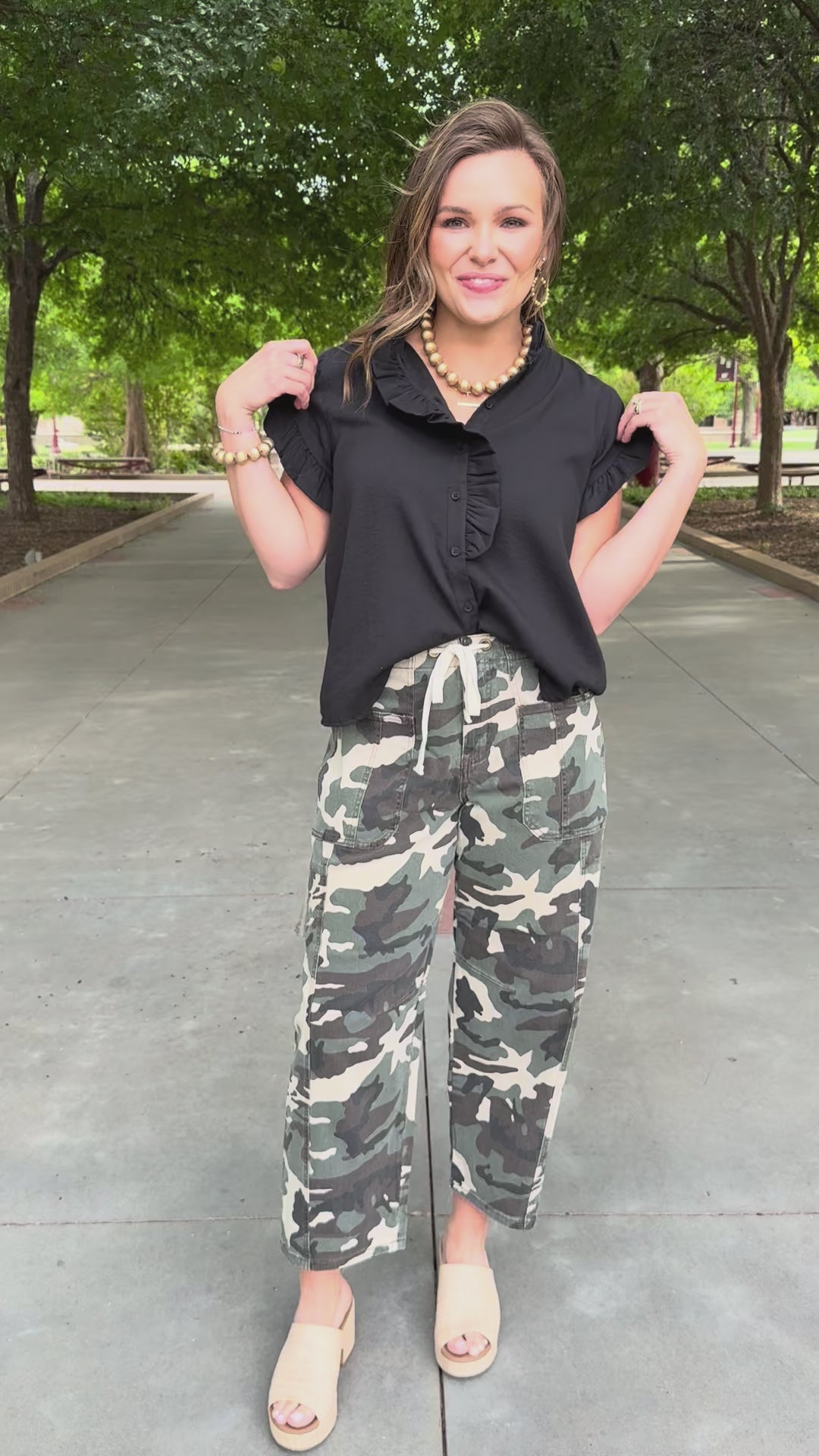 Scout High Rise Camo Barrel Jean by Risen