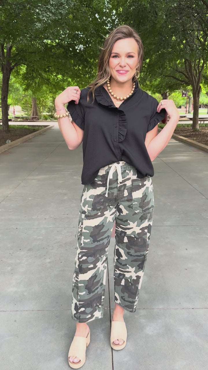 Scout High Rise Camo Barrel Jean by Risen