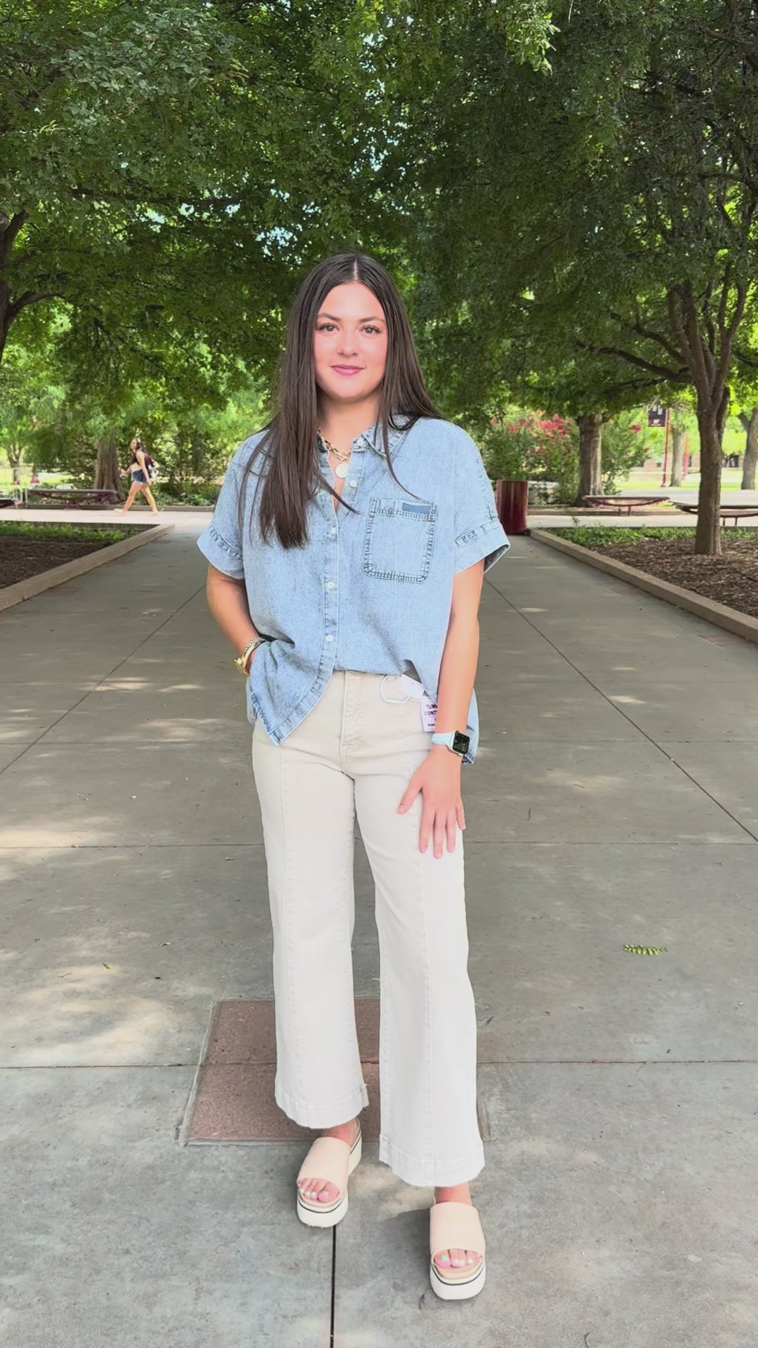 All Day Chambray Button Up Top