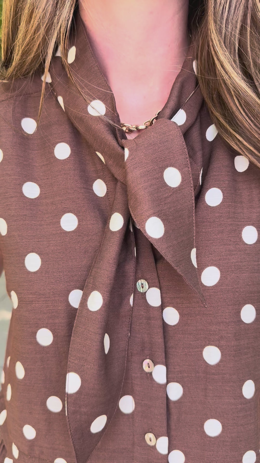 Latte Love Brown Polka Dot Peplum Top