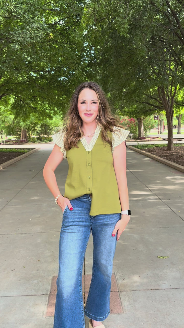 Olive You Ruffle Sleeve Top