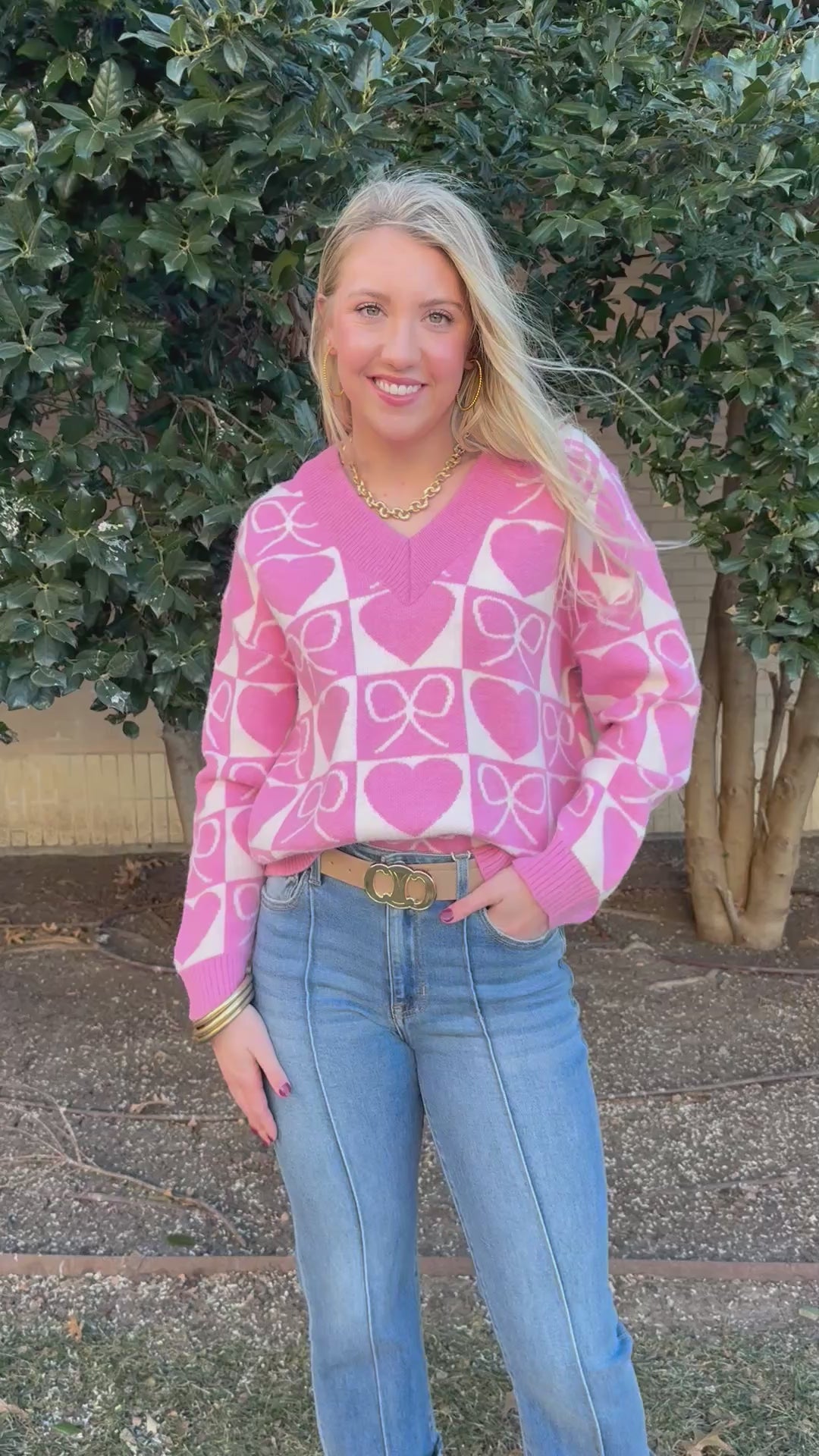 Bow-Tied Bliss Pink Bow Sweater