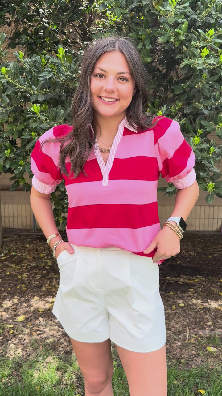 Sweet On Stripes V-Neck Top