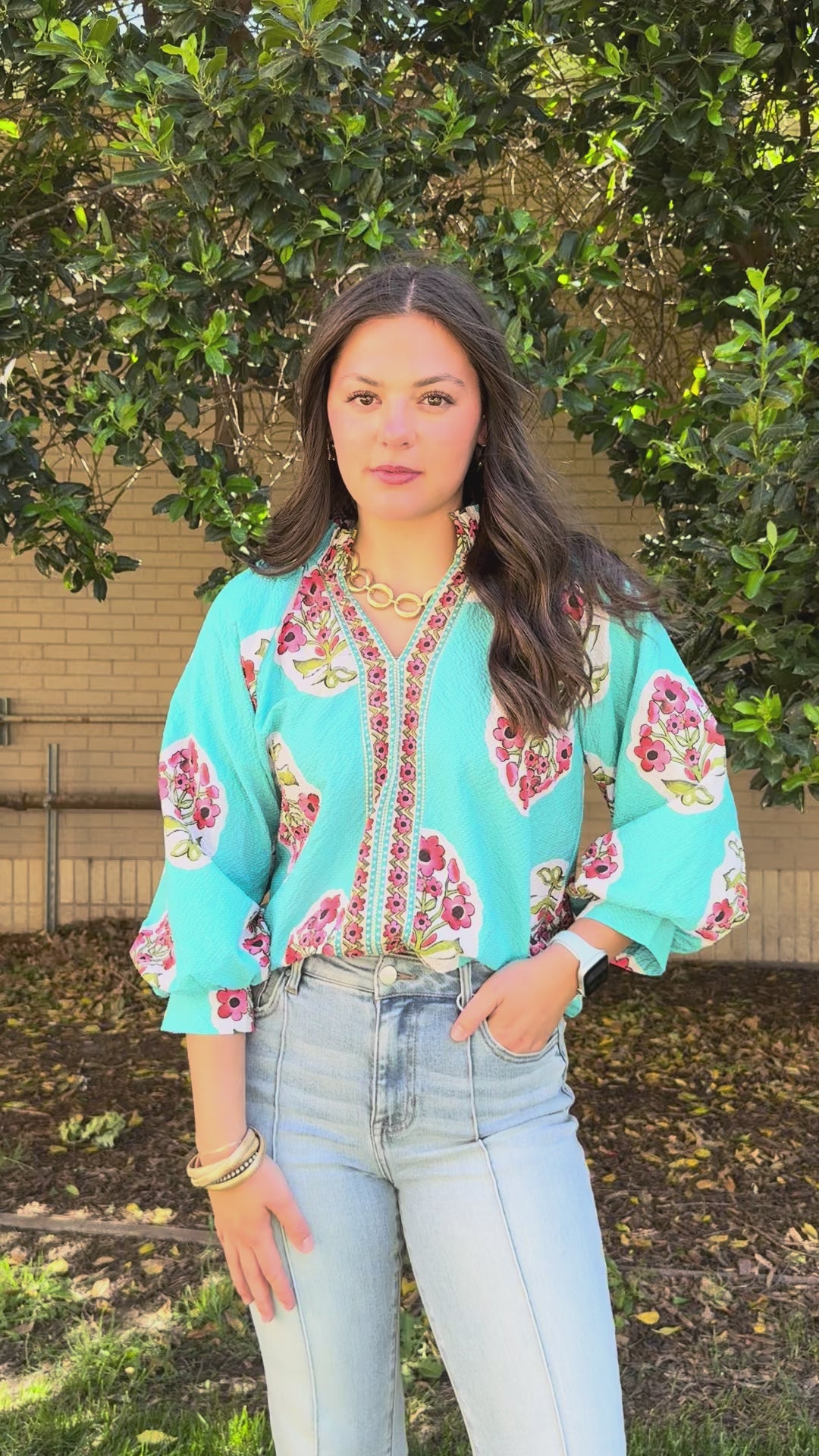 Twist of Turquoise 3/4 Sleeve Top