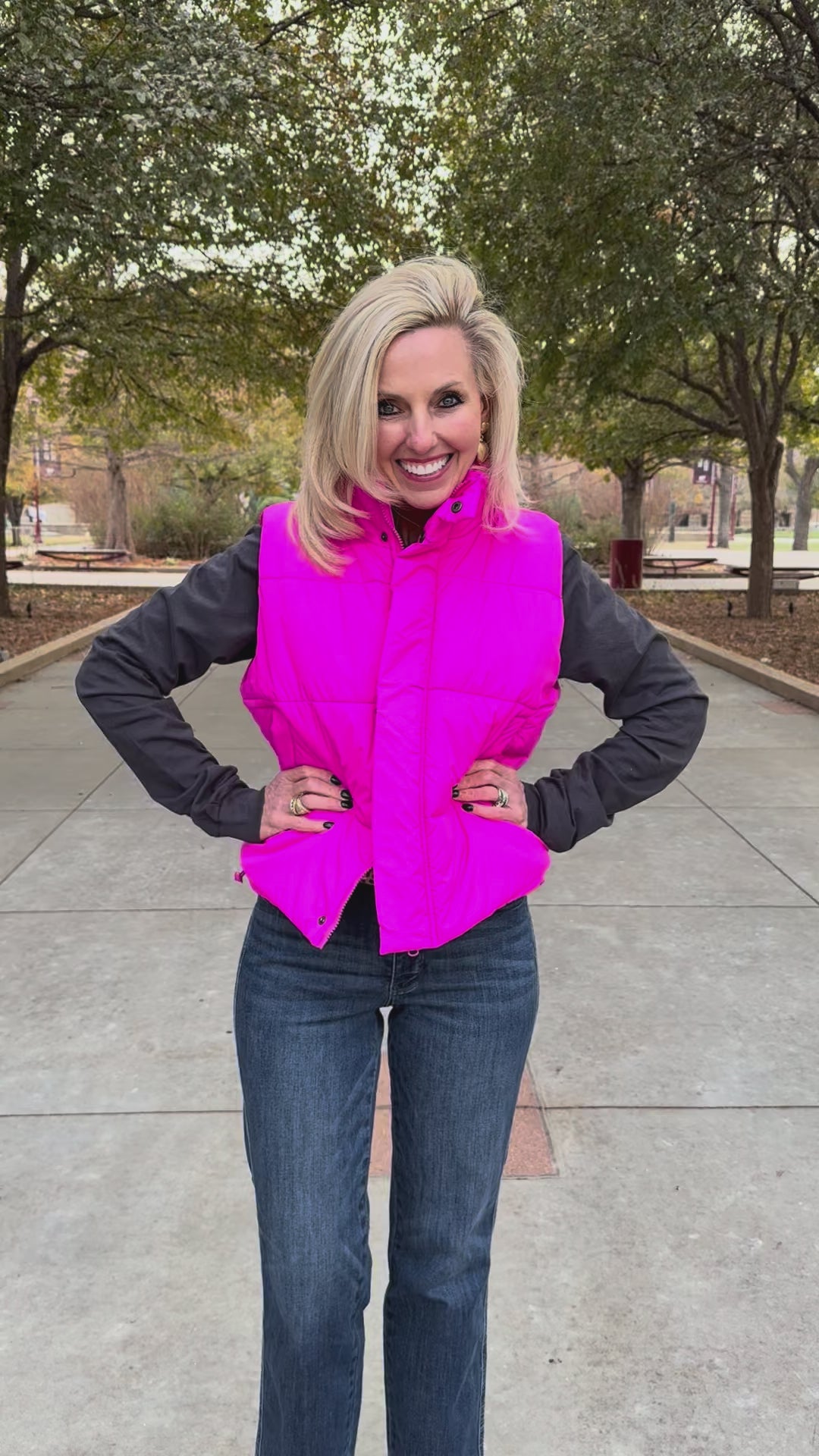 Pop of Pink Puffer Vest