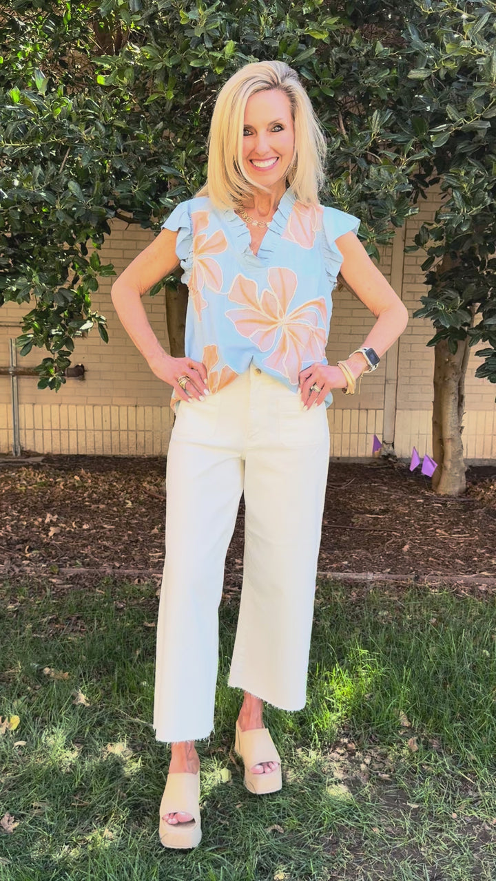 Sunny Skies Floral V-Neck Blouse