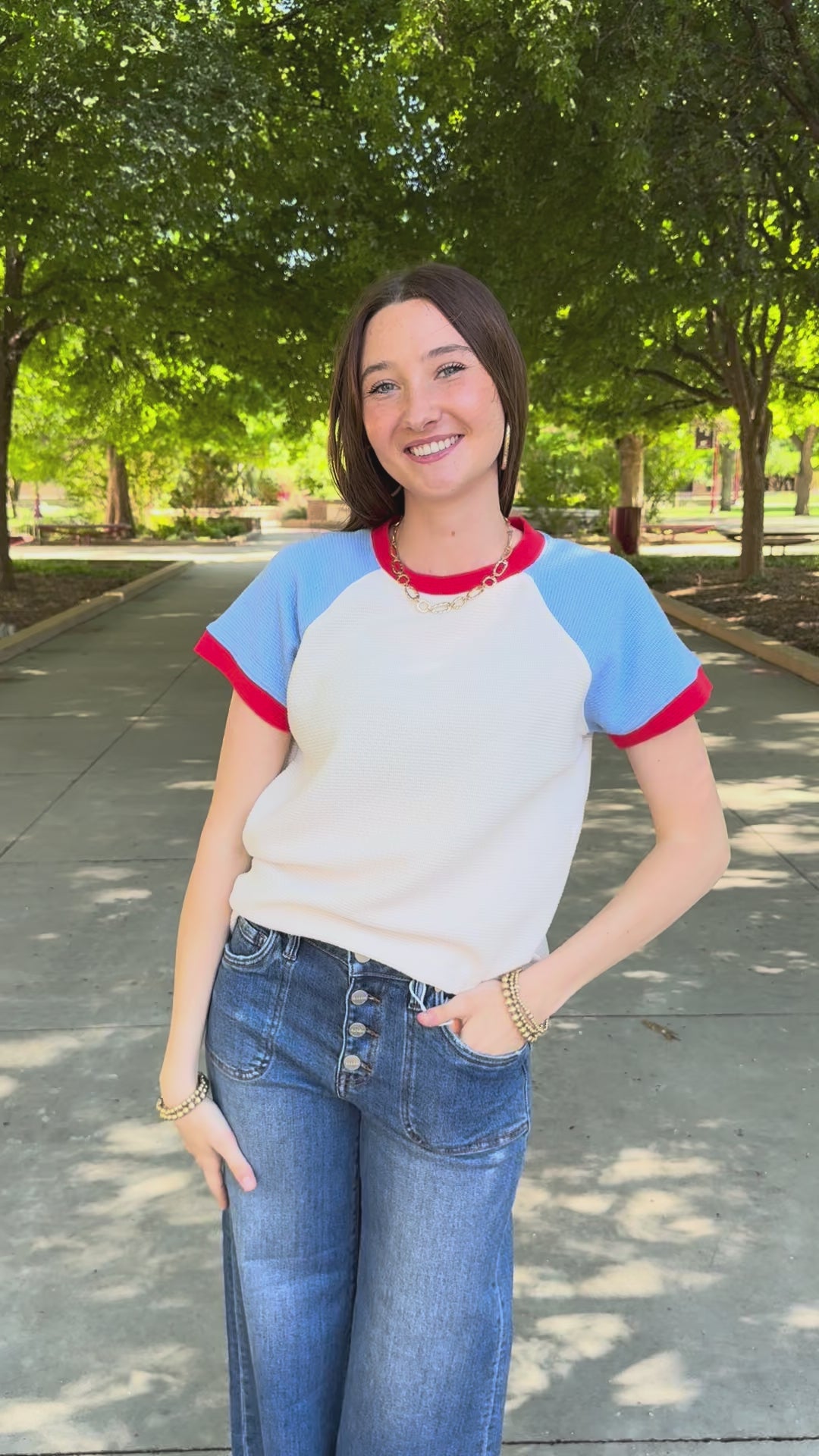 Red, White & Cute Knit Top