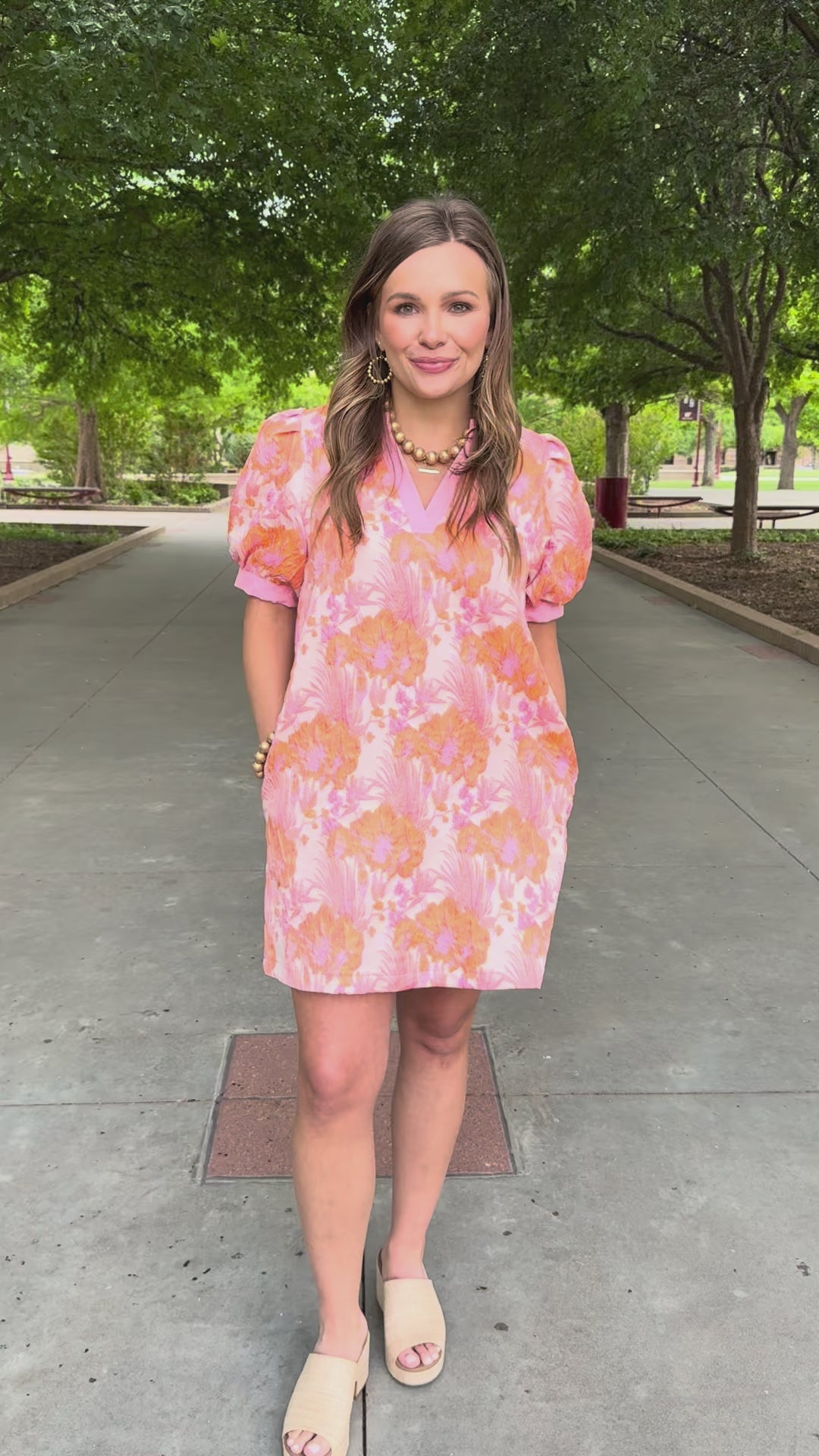 Peach Perfect V-Neck Dress