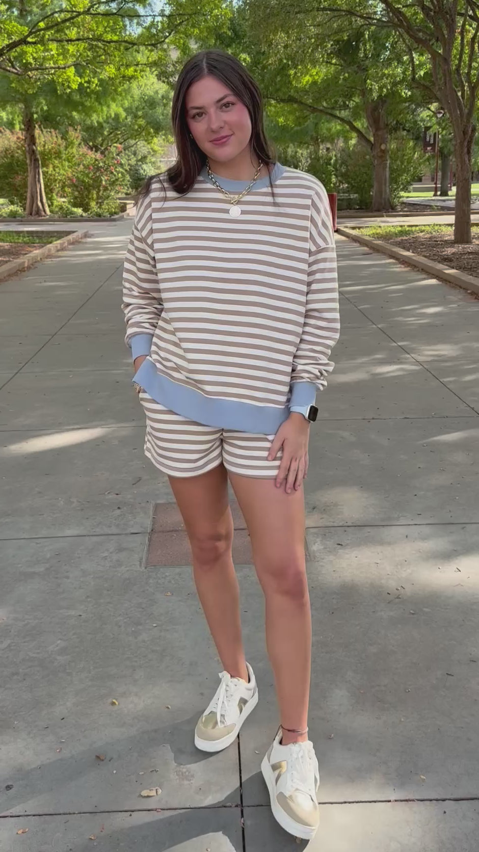 Easy Days Stripe Taupe Short Set