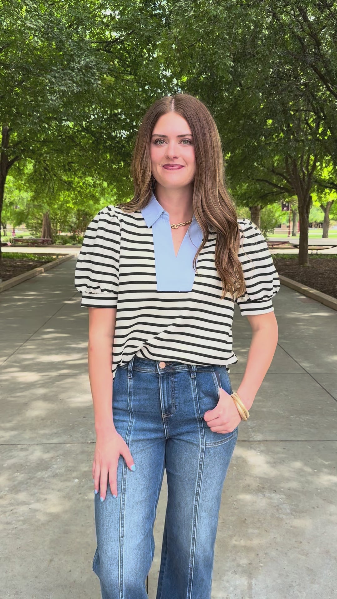 Simple Moments Cream Stripe Top