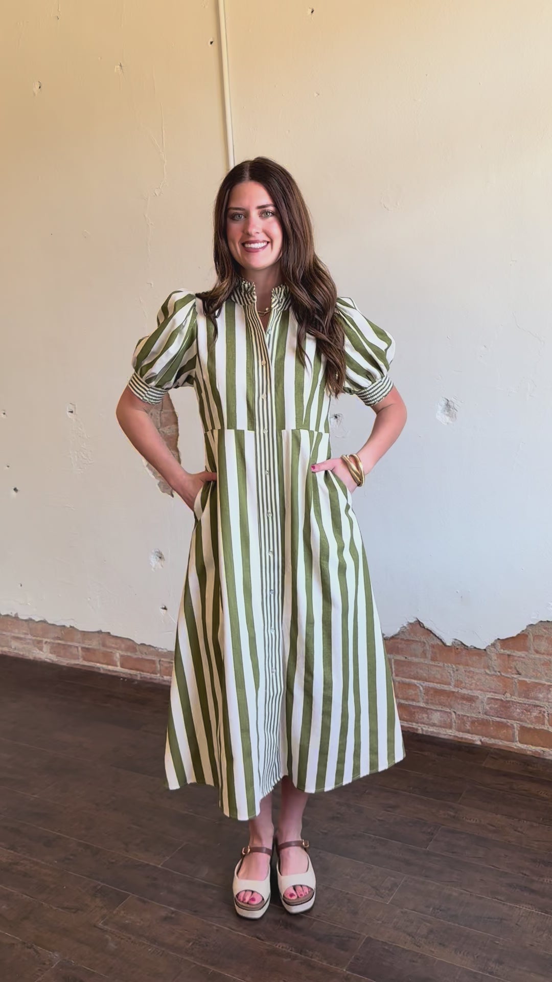 Olive Grove Striped Maxi Dress