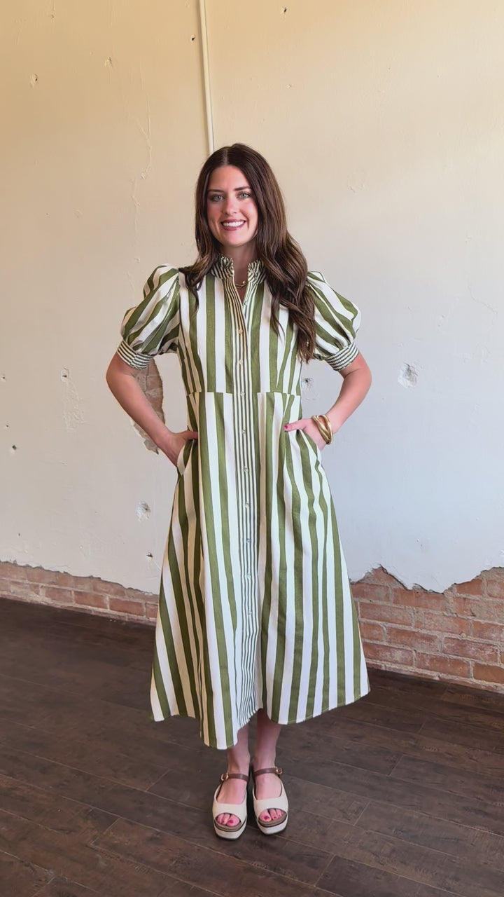 Olive Grove Striped Maxi Dress