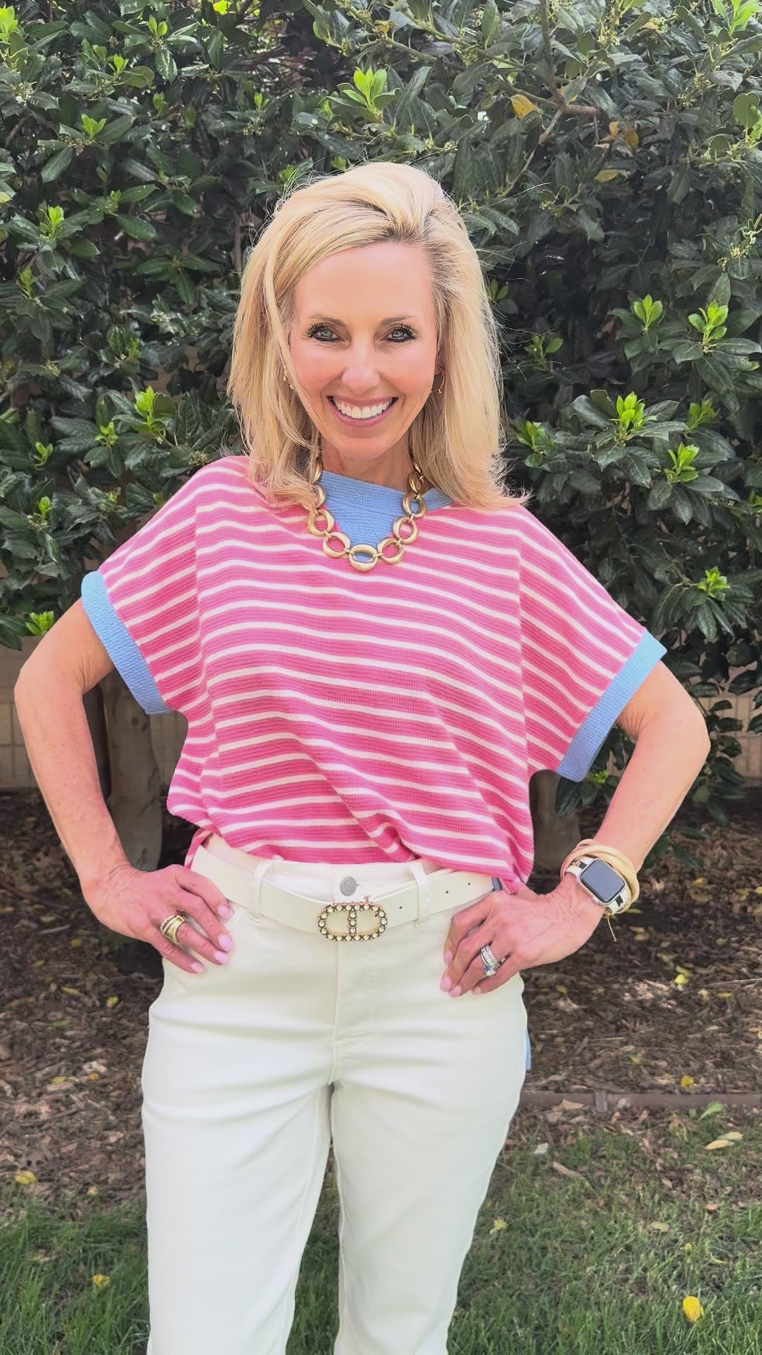 Bubblegum Basic Pink Striped Top
