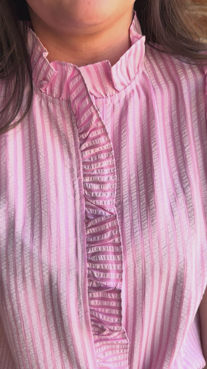 Sweet Magnolia Pink Seersucker Blouse