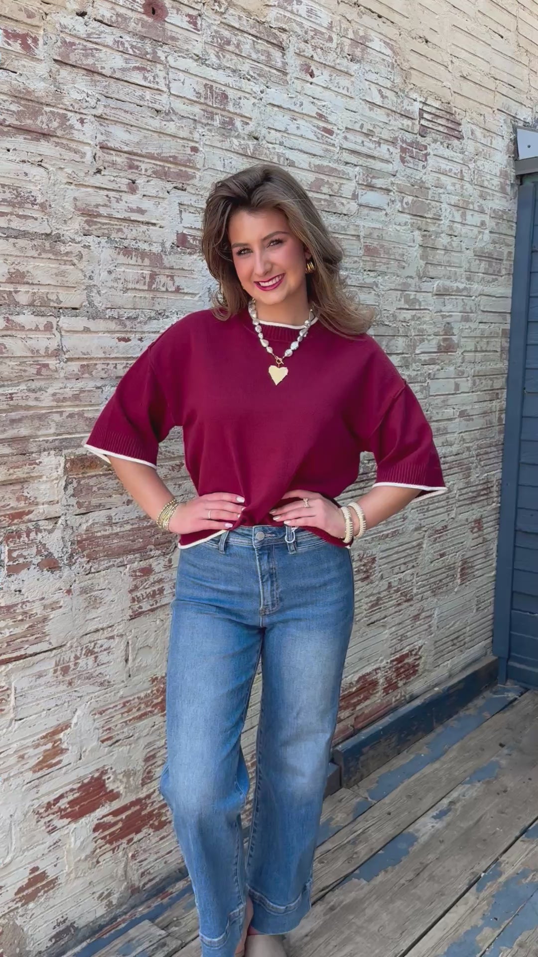 Game Day Contrast Maroon Oversized Sweater